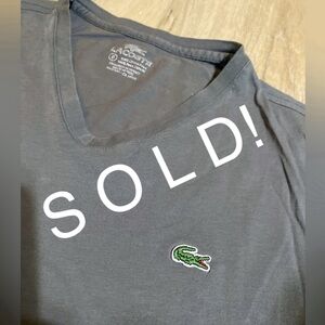 Lacoste Grey Men’s T-shirt Sz6 Short Sleeve V Neck 100% Pima Cotton Made In Peru